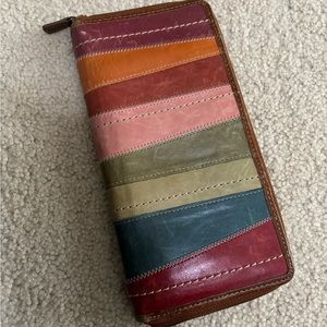 Fossil leather zip around large wallet